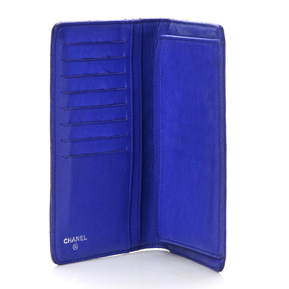 Chanel Calfskin Stitched Fancy CC Yen Wallet Blue 5 of 12