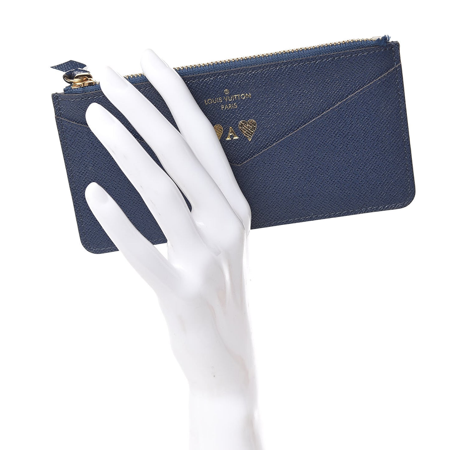 Calfskin Jeanne Wallet Zippered Insert Dark Blue