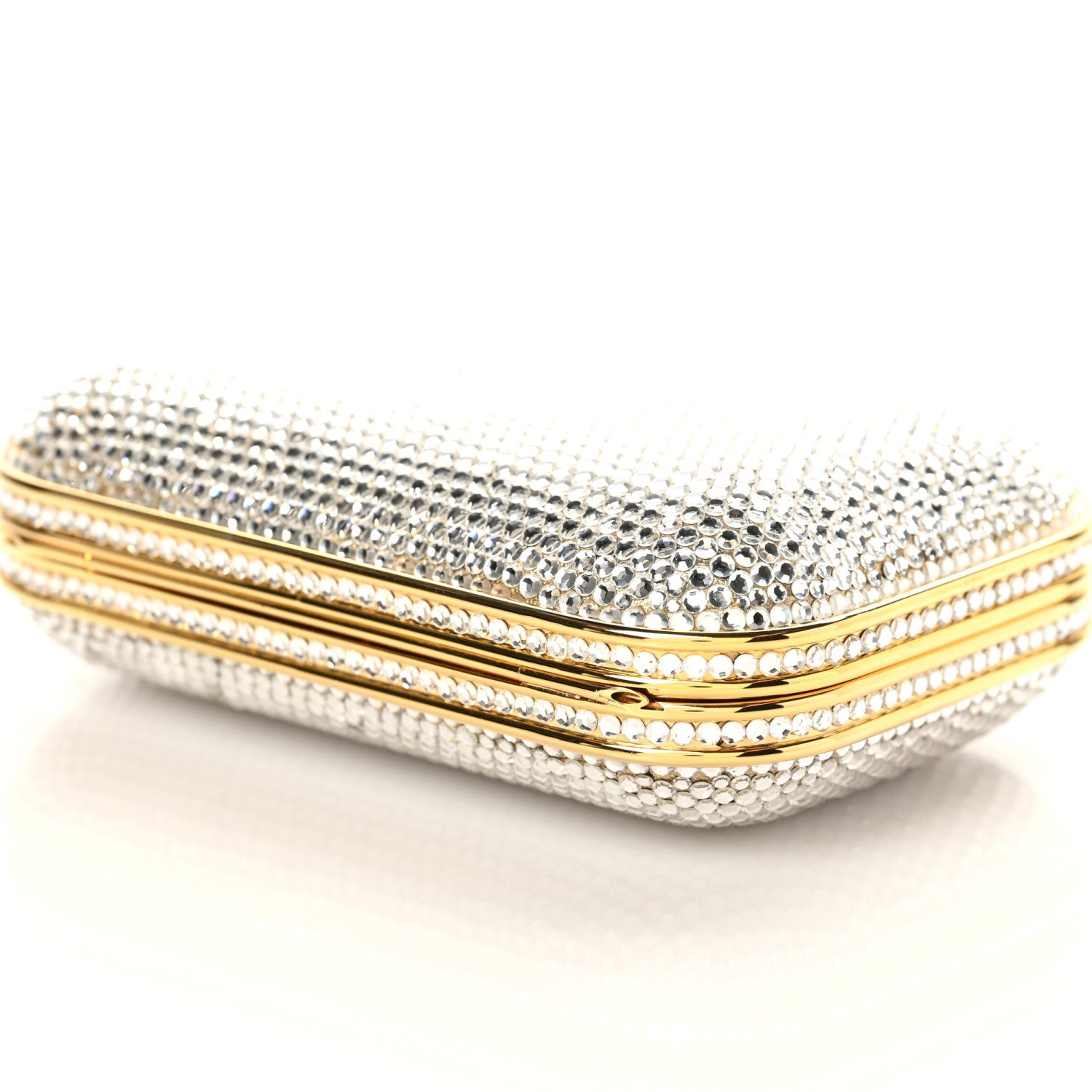 Judith Leiber Swarovski Crystal Minaudiere Clutch Gold 6 of 9