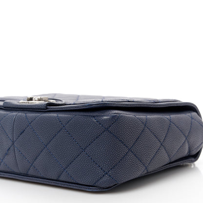 Chanel Washed Caviar Quilted Small Square Turn Around Ligne Flap Navy 11 of 12