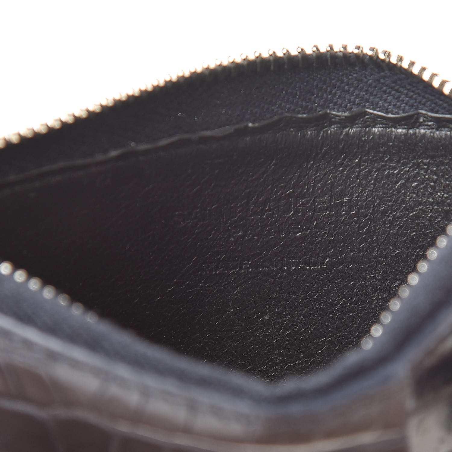 Saint Laurent Calfskin Crocodile Embossed 5 Fragments Zip Pouch Card Holder Blue Marine 6 of 11