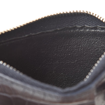 Saint Laurent Calfskin Crocodile Embossed 5 Fragments Zip Pouch Card Holder Blue Marine 6 of 11