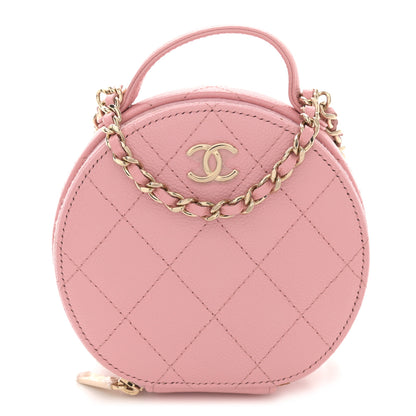 Chanel Caviar Quilted Round Handle With Care Vanity With Chain Pink 1 of 14