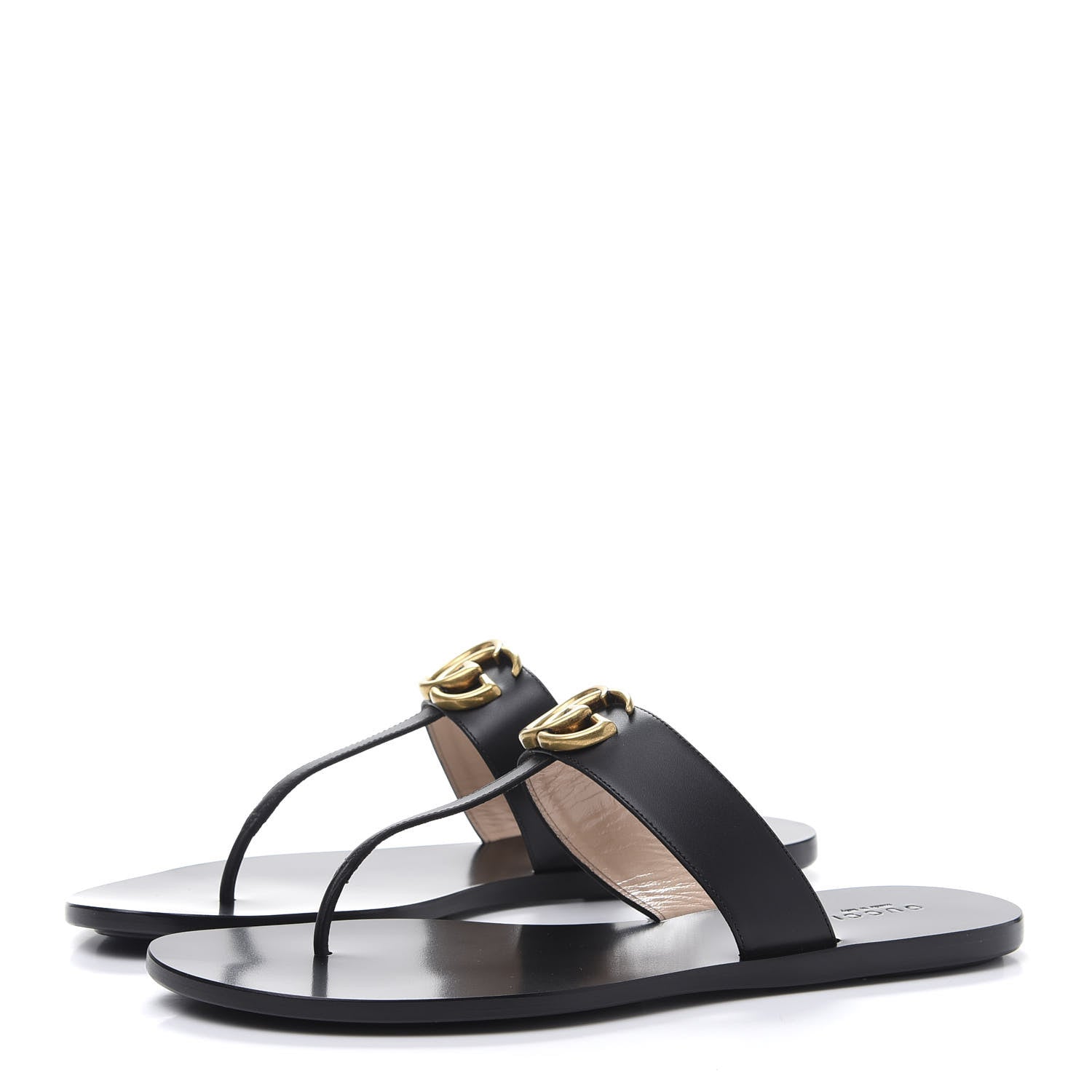 Gucci Calfskin GG Marmont Thong Sandals 39 Black 3 of 7