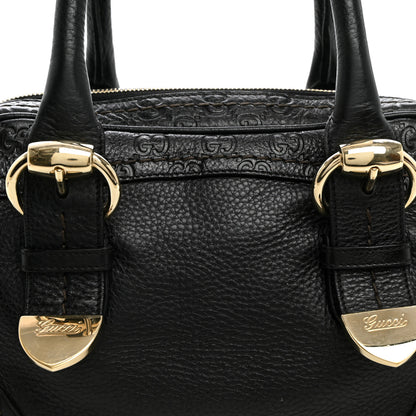 Gucci Calfskin Guccissima Signoria Bowler Bag Black 8 of 11