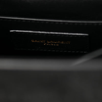 Saint Laurent Nubuk Crocodile Embossed Mini Classic Monogram Cassandra Top Handle Black 7 of 13