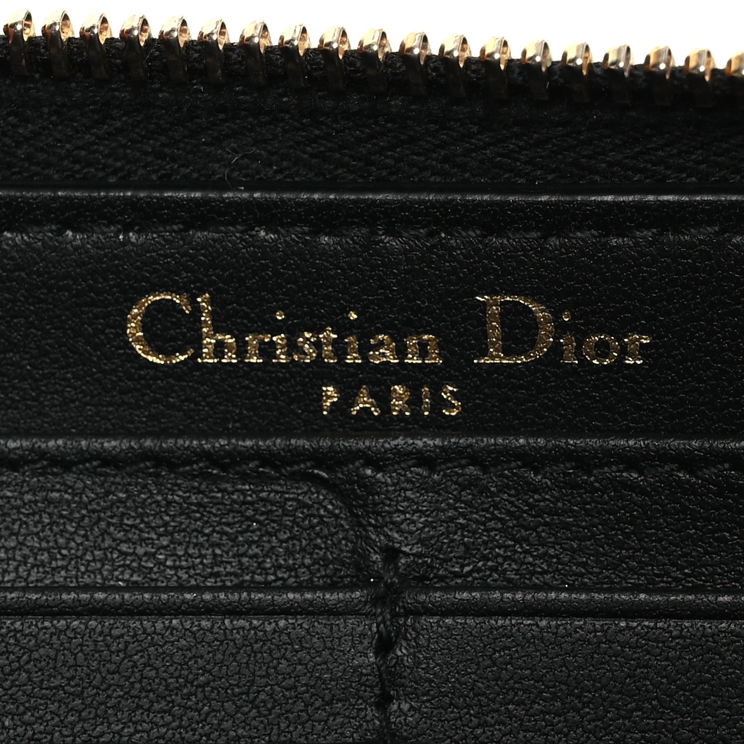 Christian Dior Grained Calfskin Supple Cannage Caro Zip Wallet Black 8 of 13