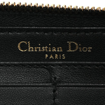 Christian Dior Grained Calfskin Supple Cannage Caro Zip Wallet Black 8 of 13