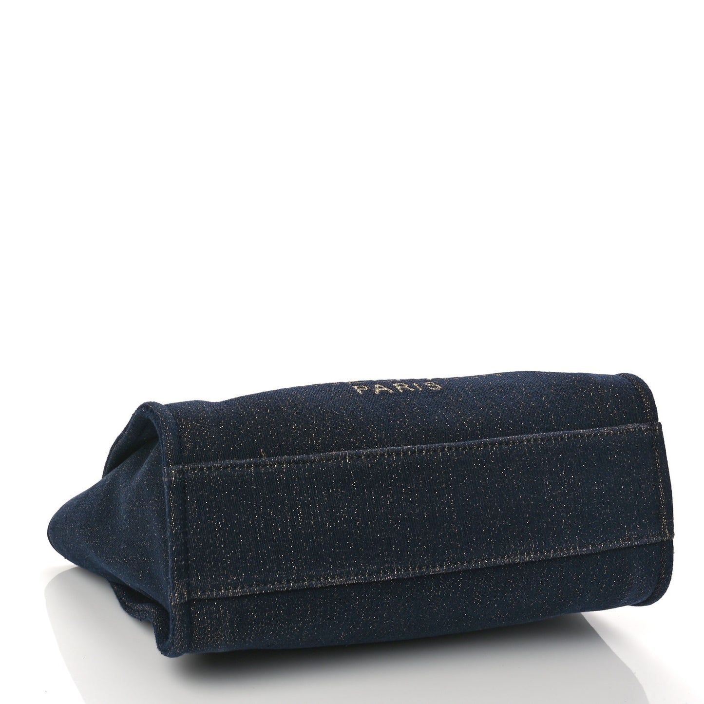 Lurex Canvas Small Deauville Tote Navy Blue Gold
