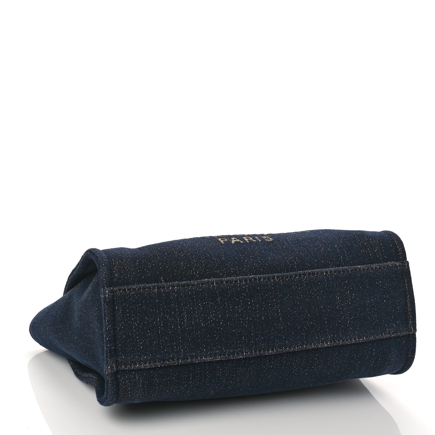 Chanel Lurex Canvas Small Deauville Tote Navy Blue Gold 4 of 10