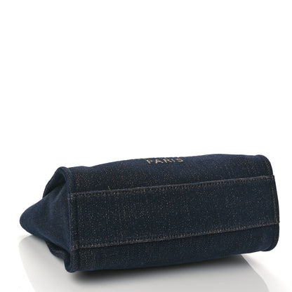 Chanel Lurex Canvas Small Deauville Tote Navy Blue Gold 4 of 10