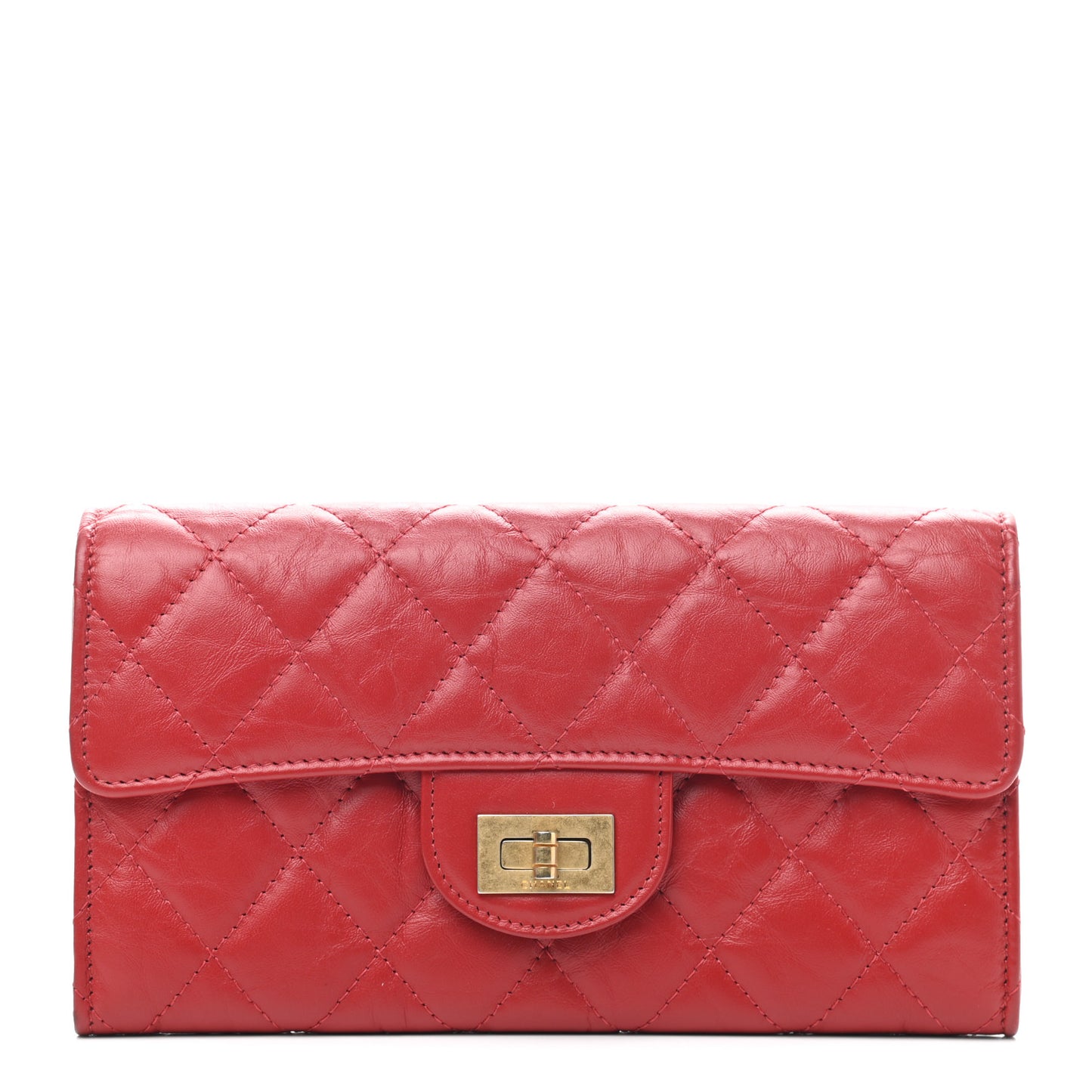 Aged Calfskin Quilted Large Reissue Gusset Flap Wallet Red