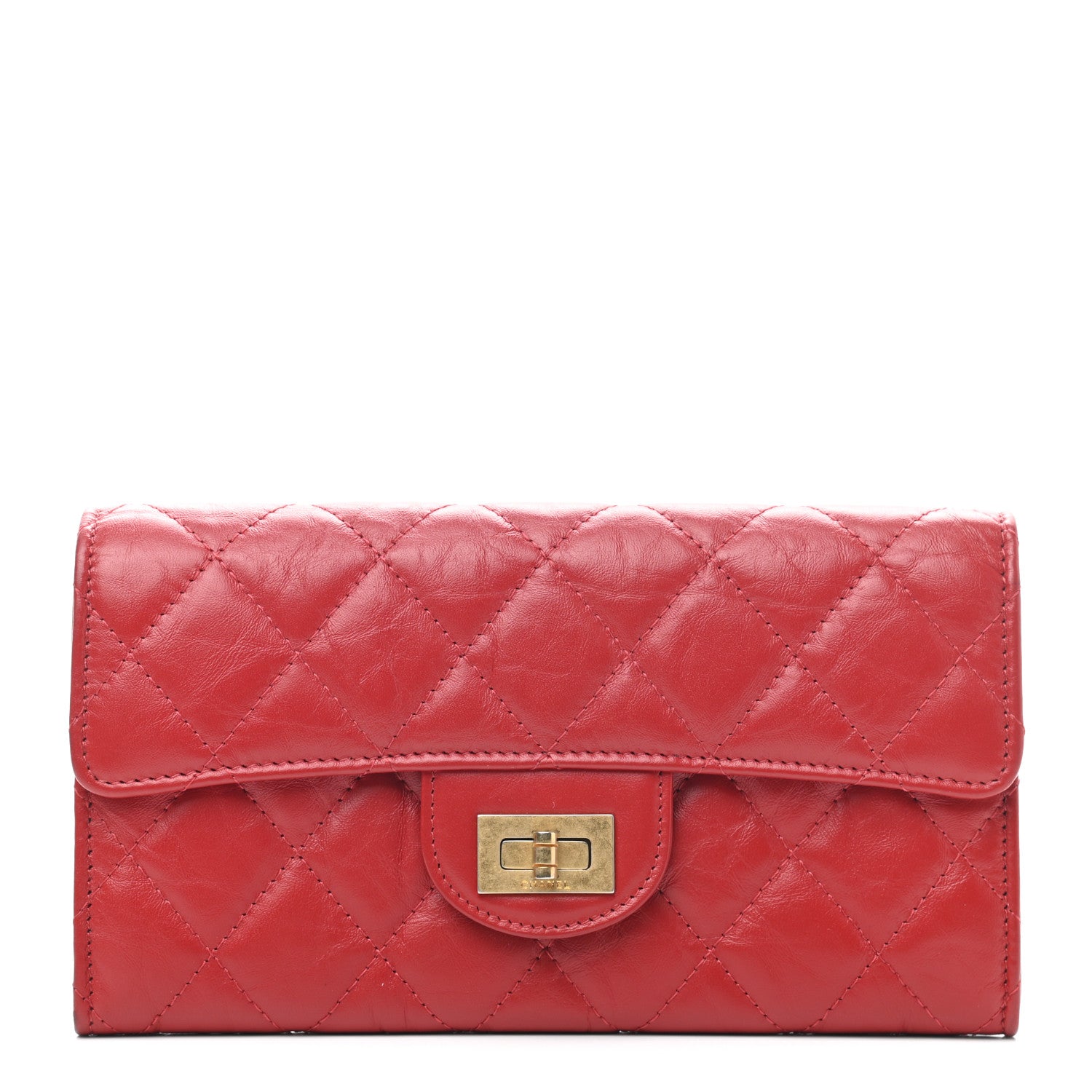 Chanel Aged Calfskin Quilted Large Reissue Gusset Flap Wallet Red 1 of 10
