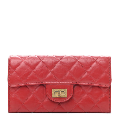Chanel Aged Calfskin Quilted Large Reissue Gusset Flap Wallet Red 1 of 10