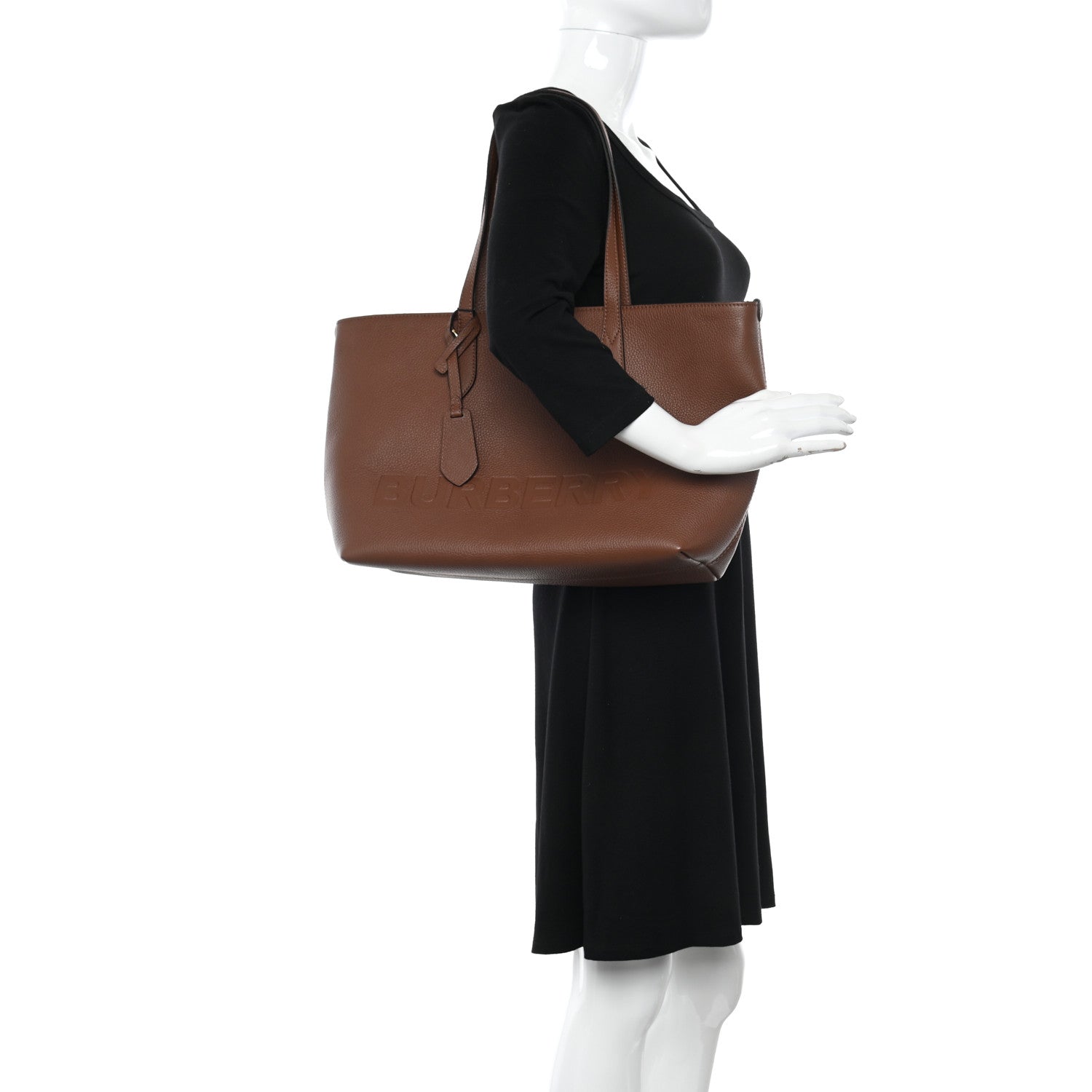 Burberry Calfskin Logo Embossed Medium Ardwell Tote Tan 2 of 9