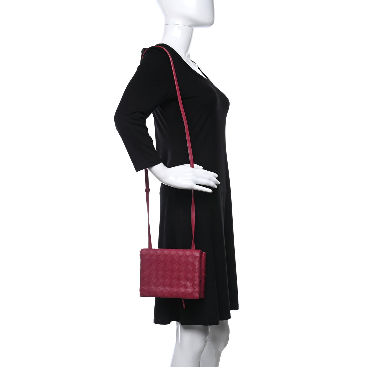 Nappa Intrecciato Flap Crossbody Amaranto