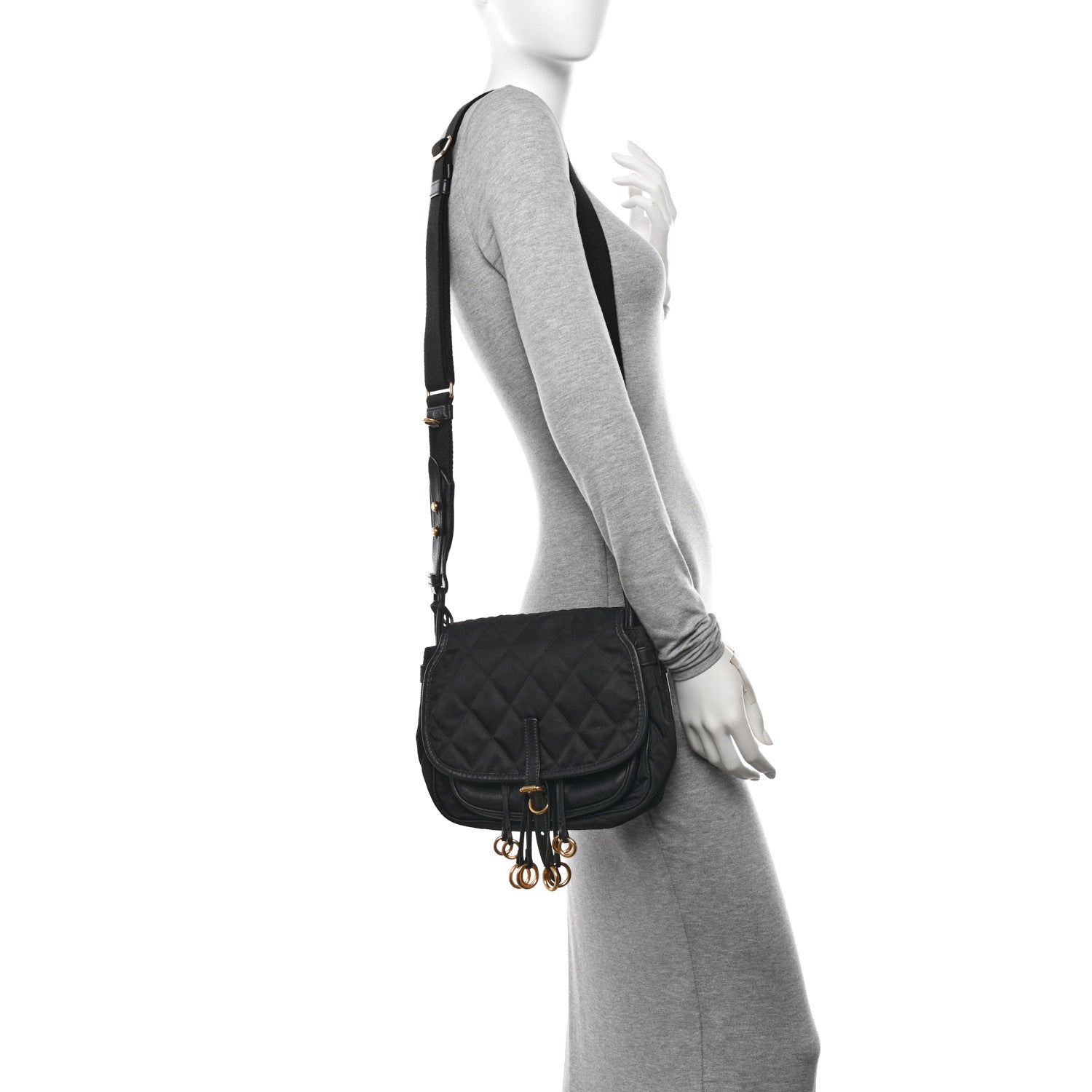 Prada Nylon Calf Corsaire Bag Black 2 of 16