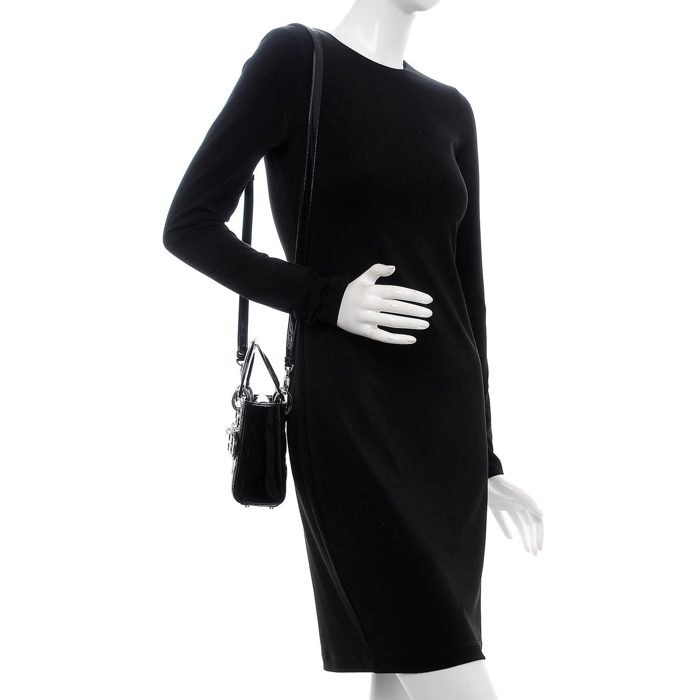 Patent Cannage Mini Lady Dior Black