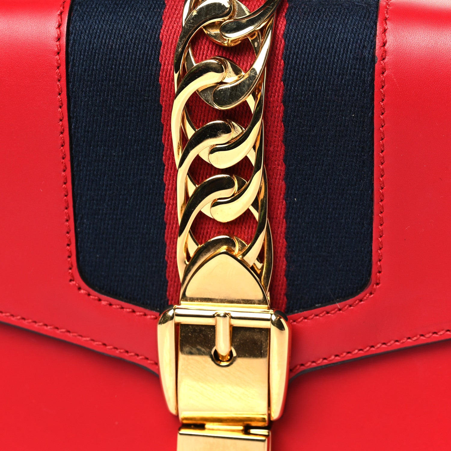 Gucci Calfskin Small Sylvie Shoulder Bag Hibiscus Red 8 of 10
