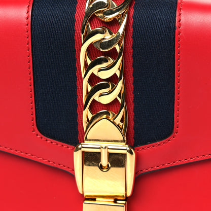 Gucci Calfskin Small Sylvie Shoulder Bag Hibiscus Red 8 of 10