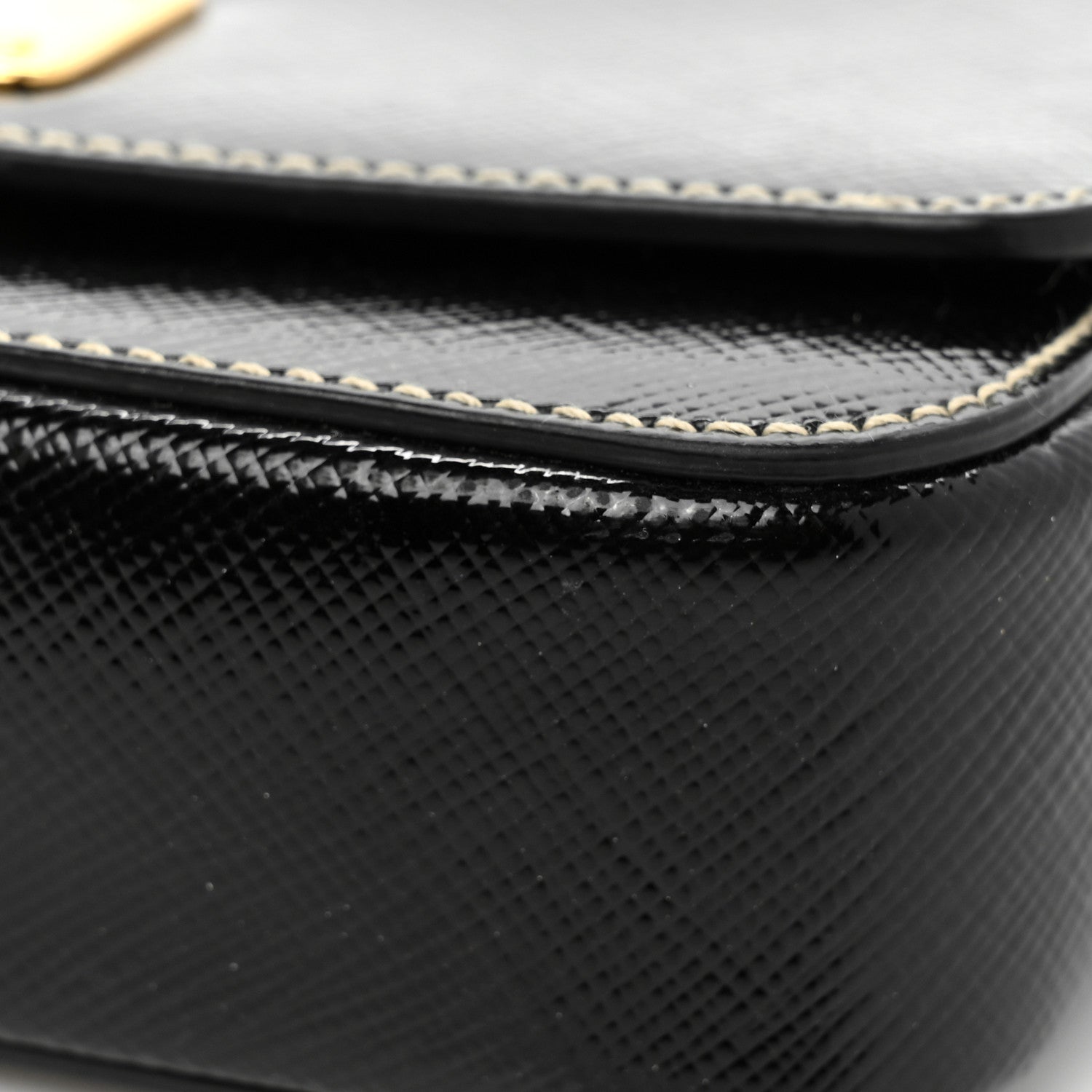 Prada Saffiano Vernice Turnlock Convertible Shoulder Bag Black 11 of 11