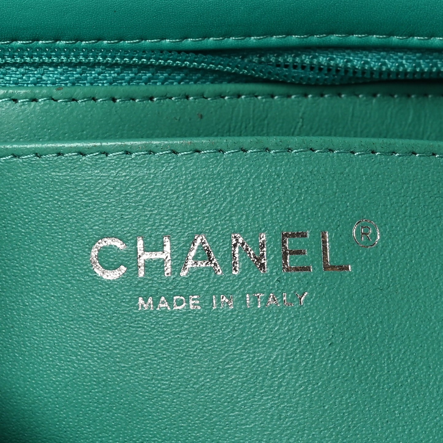 Patent Calfskin Quilted Mini Rectangular Flap Green