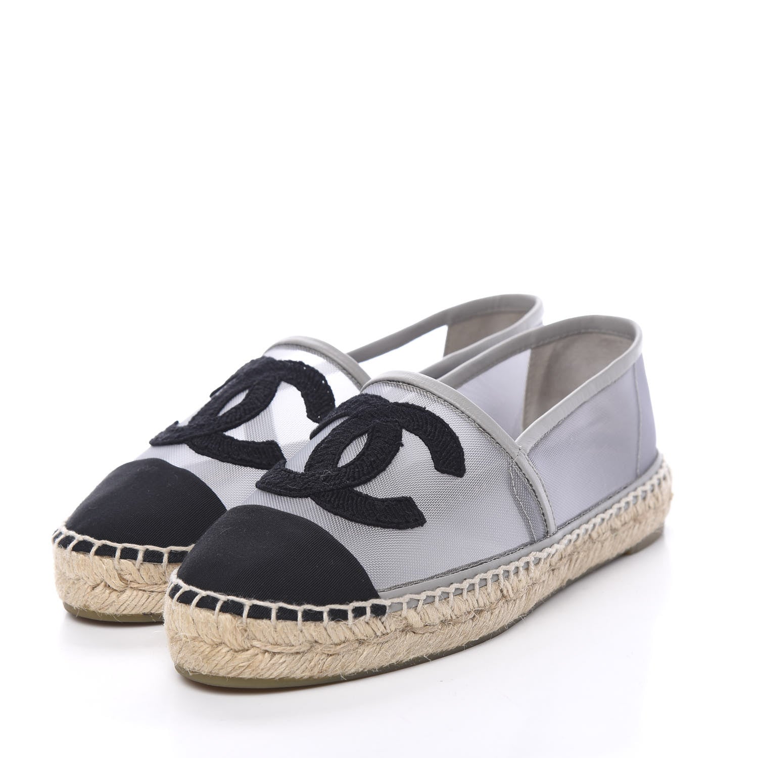 Chanel Mesh Grosgrain CC Espadrilles 36 Grey 3 of 12