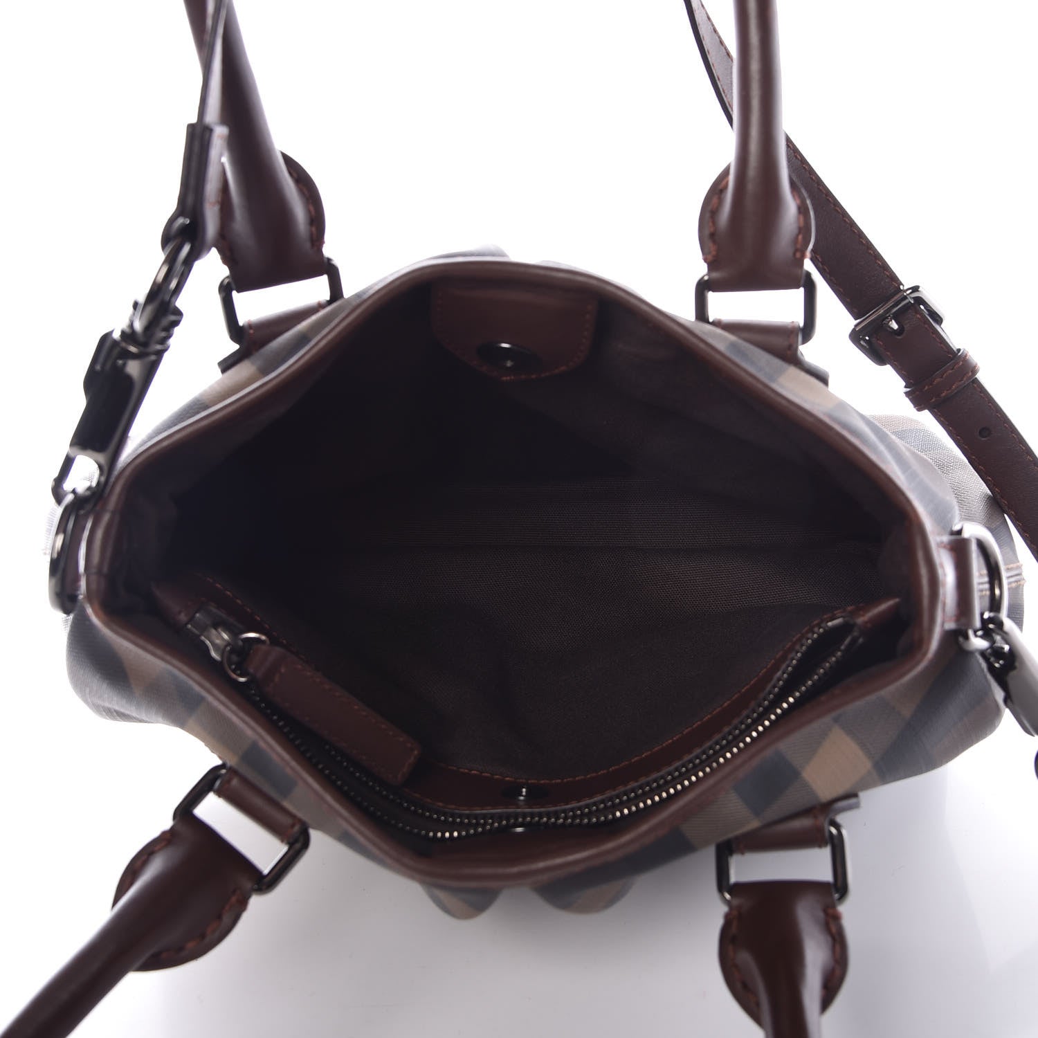Burberry Smoked Check Small Northfield Tote Dark Tan 7 of 12