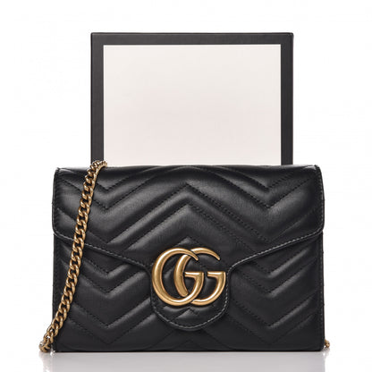 Gucci Calfskin Matelasse GG Marmont Chain Wallet Black 7 of 7