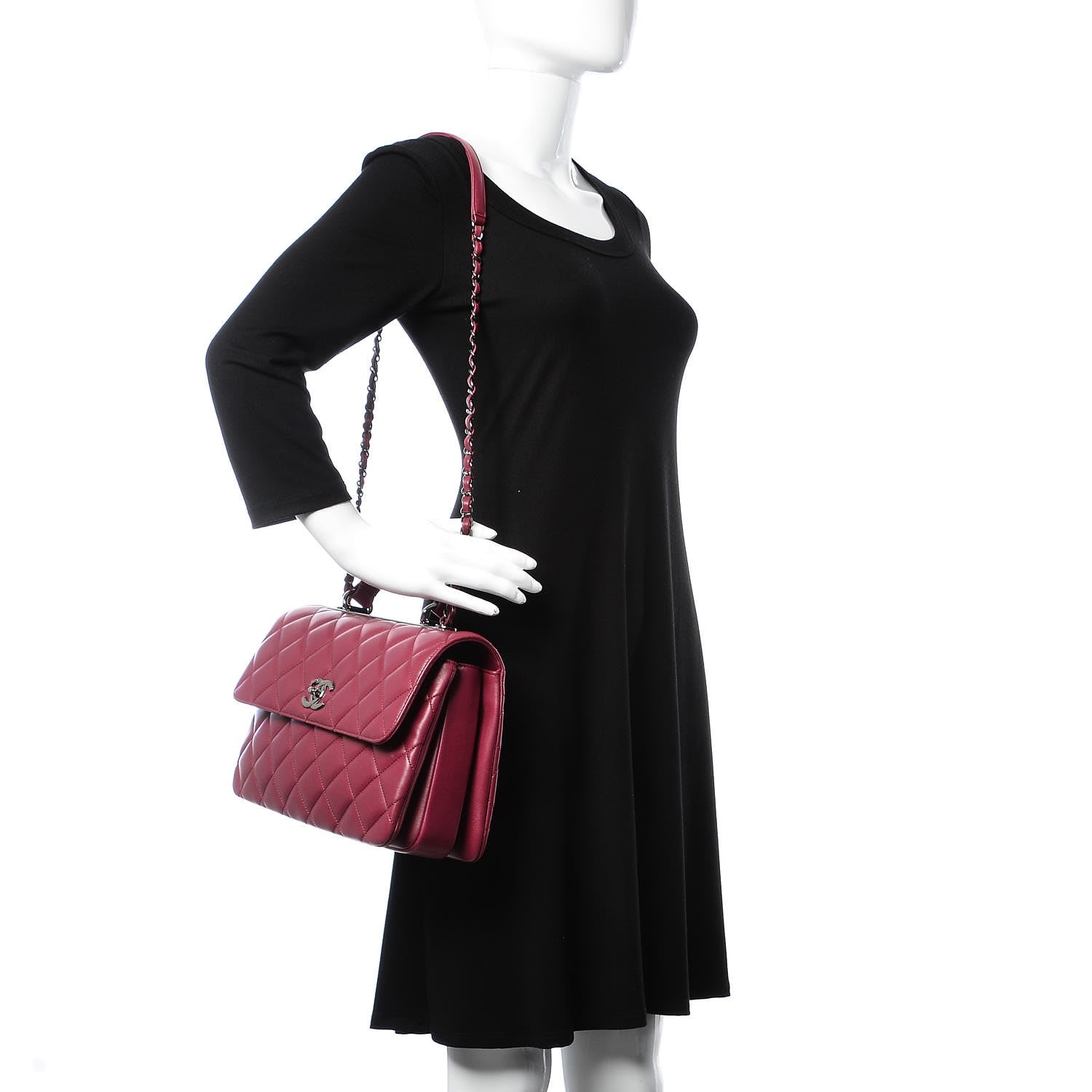Chanel Lambskin Quilted Medium Trendy CC Flap Dual Handle Bag Dark Pink 2 of 8