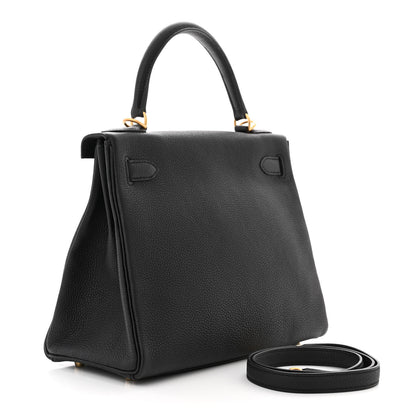 Hermes Togo Horseshoe Kelly Retourne 28 Black Vert Fonce 3 of 11