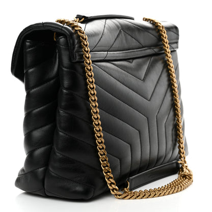 Saint Laurent Calfskin Y Quilted Monogram Medium Loulou Chain Satchel Black 3 of 11