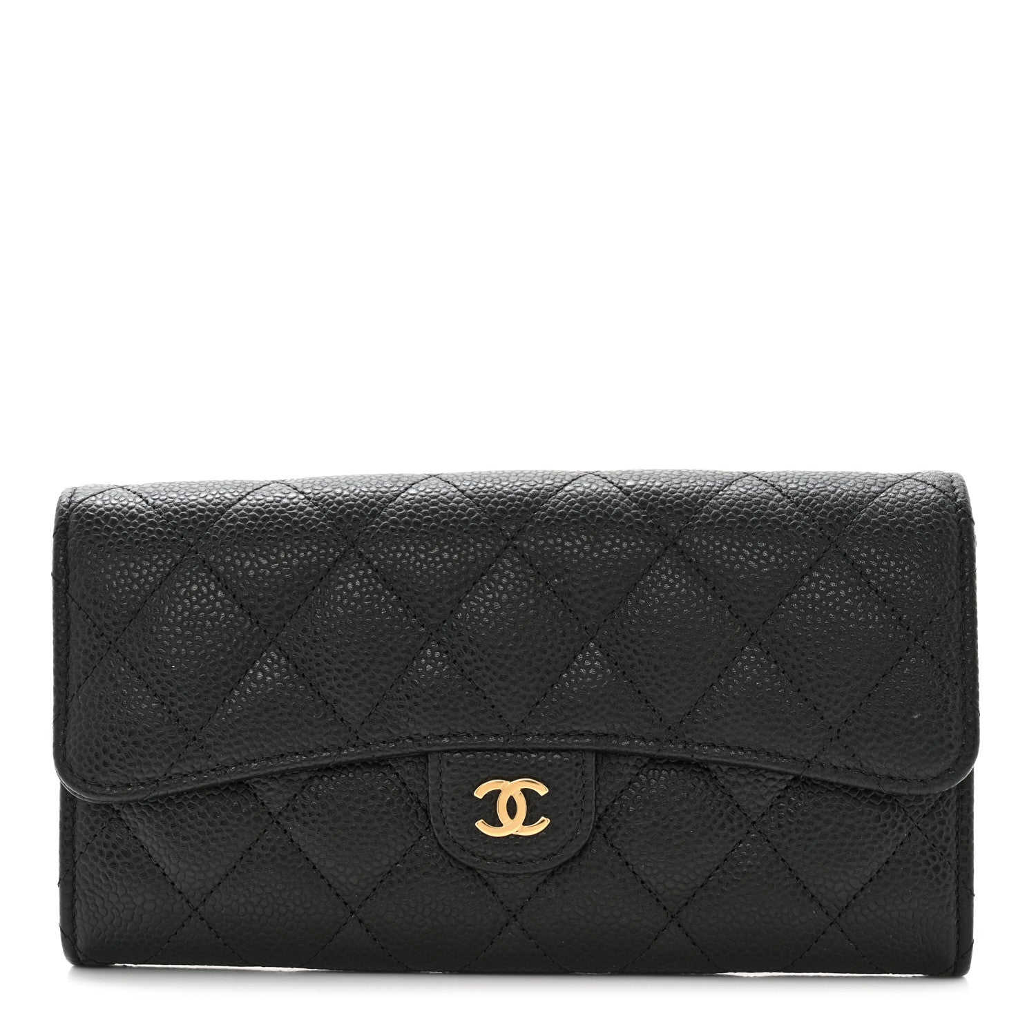 Chanel Caviar Quilted Large Gusset Flap Wallet Black 1 of 10