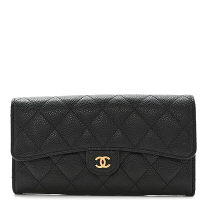 Chanel Caviar Quilted Large Gusset Flap Wallet Black 1 of 10