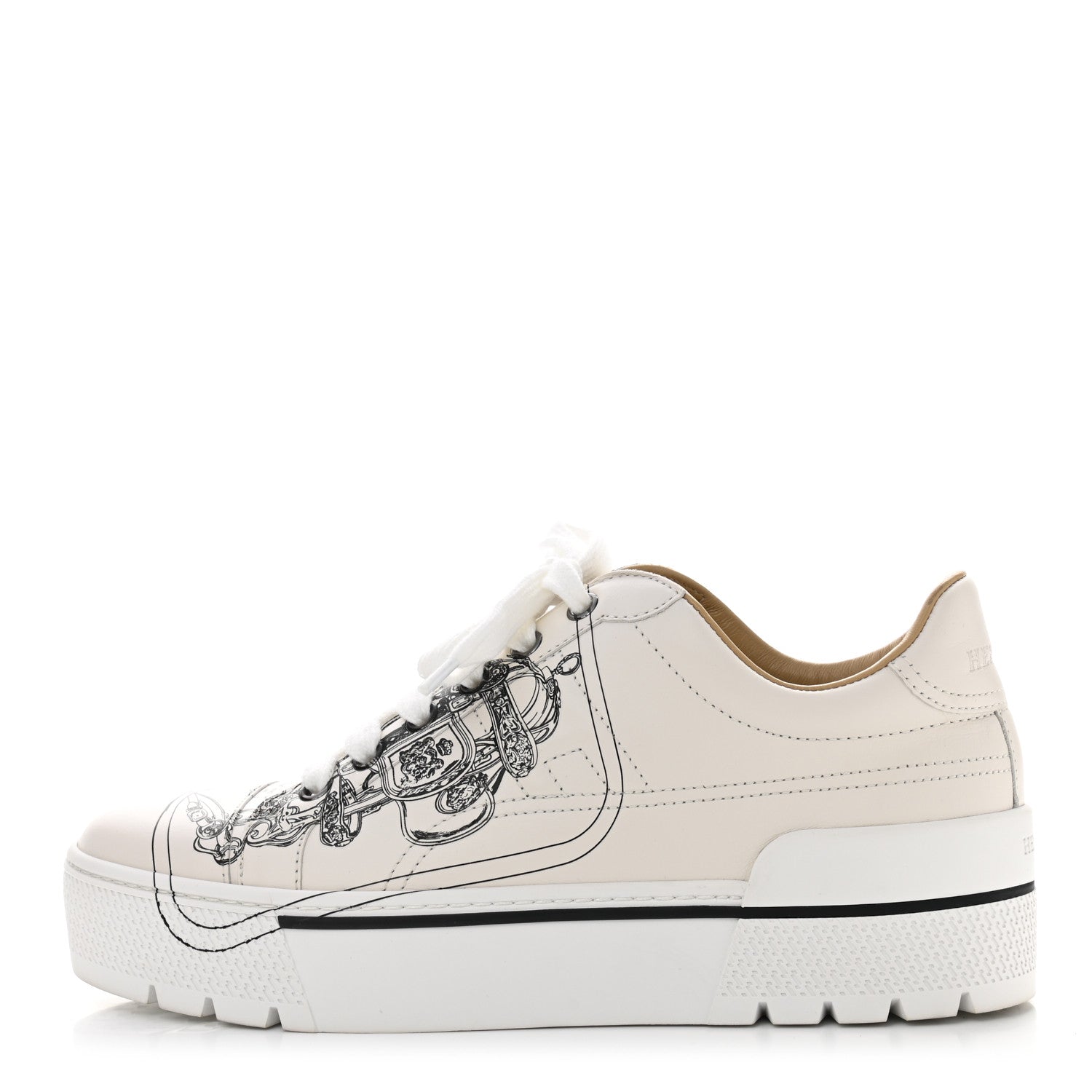 Hermes Swift Brides de Gala Print Womens Voltage Sneakers 36.5 White Black 1 of 9