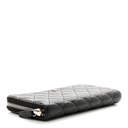 Chanel Lambskin Quilted Large Gusset Zip Around Wallet Black 4 of 8