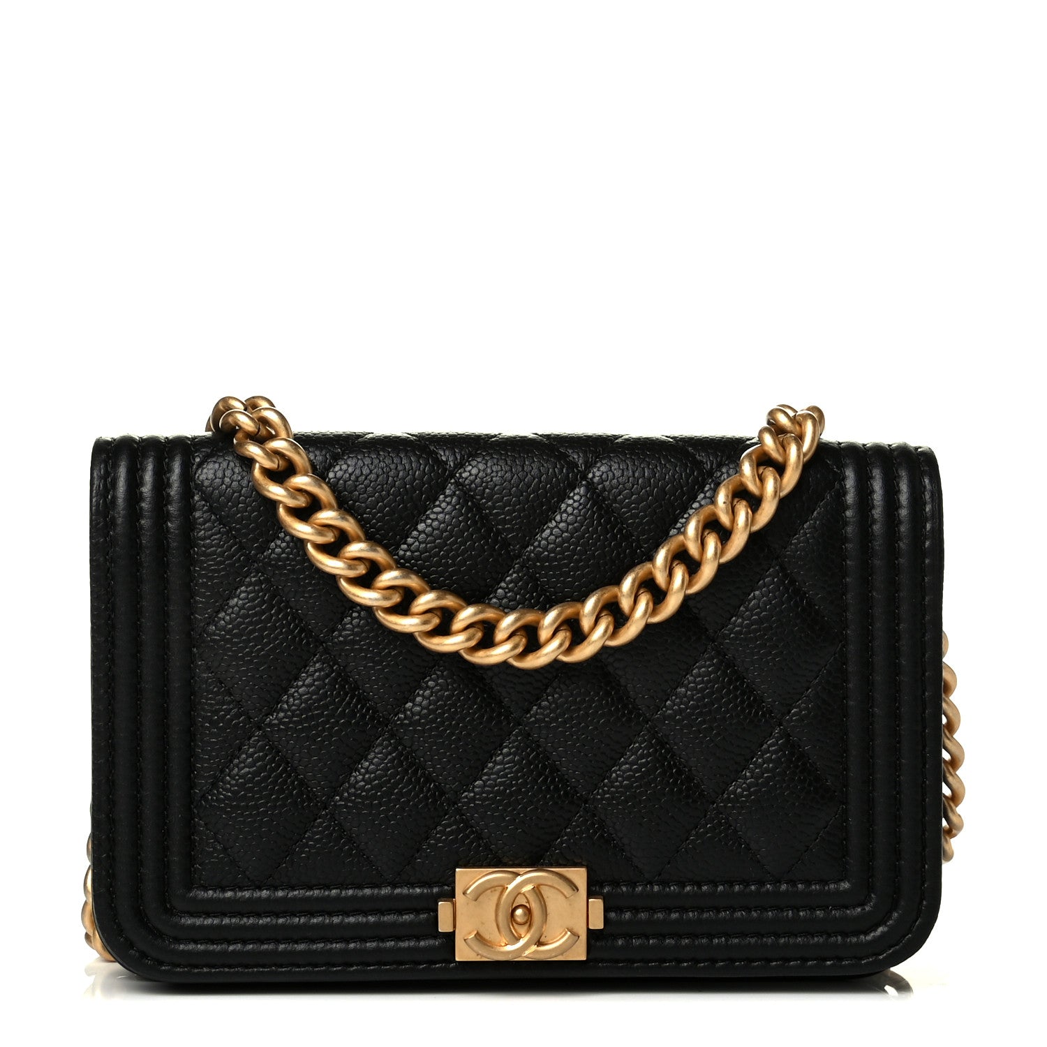 Chanel Caviar Quilted Boy Wallet On Chain WOC Black 1 of 7