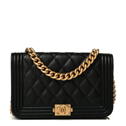 Chanel Caviar Quilted Boy Wallet On Chain WOC Black 1 of 7