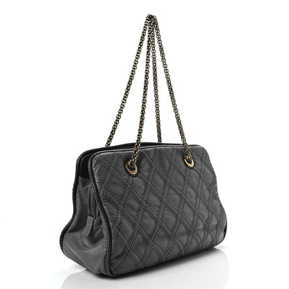 Chanel Calfskin Quilted Stitch Triptych Tote Grey 3 of 9