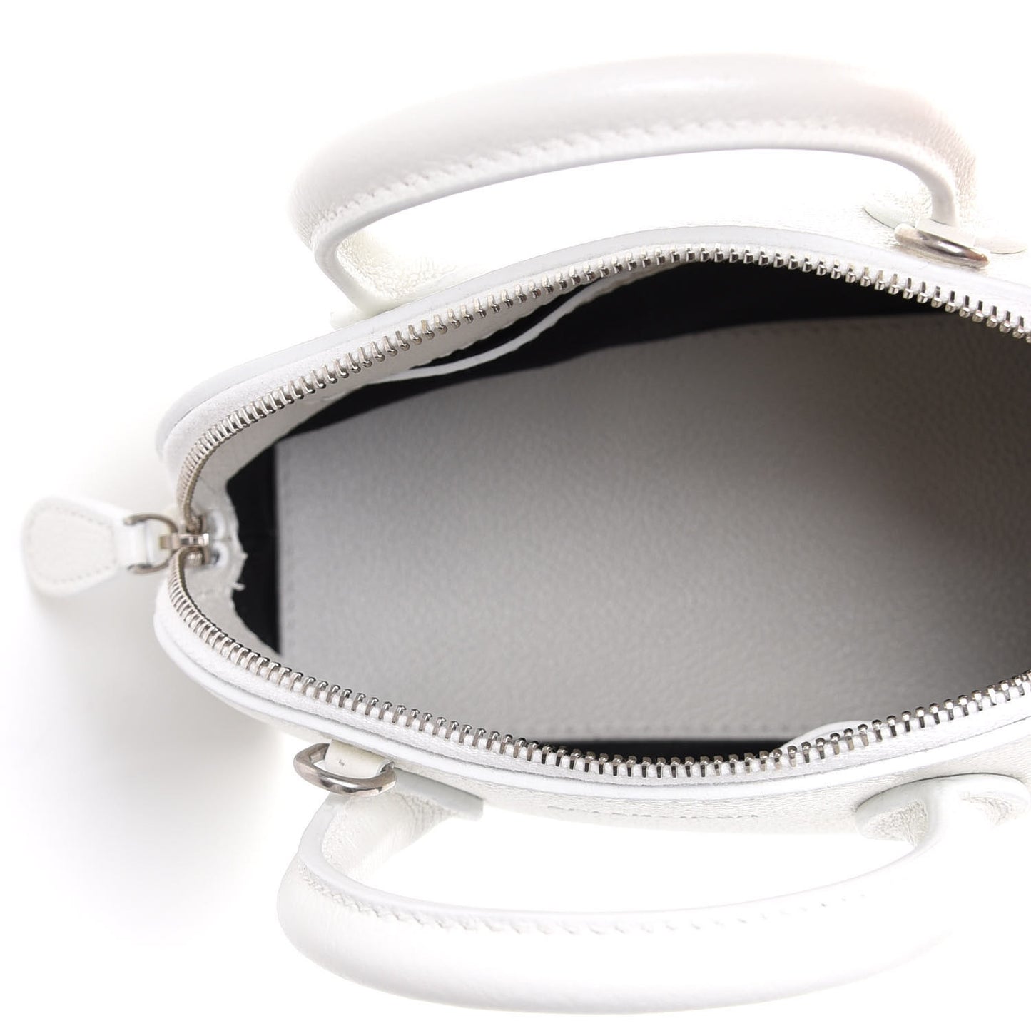 Grained Calfskin XXS Ville Top Handle Bag White Black