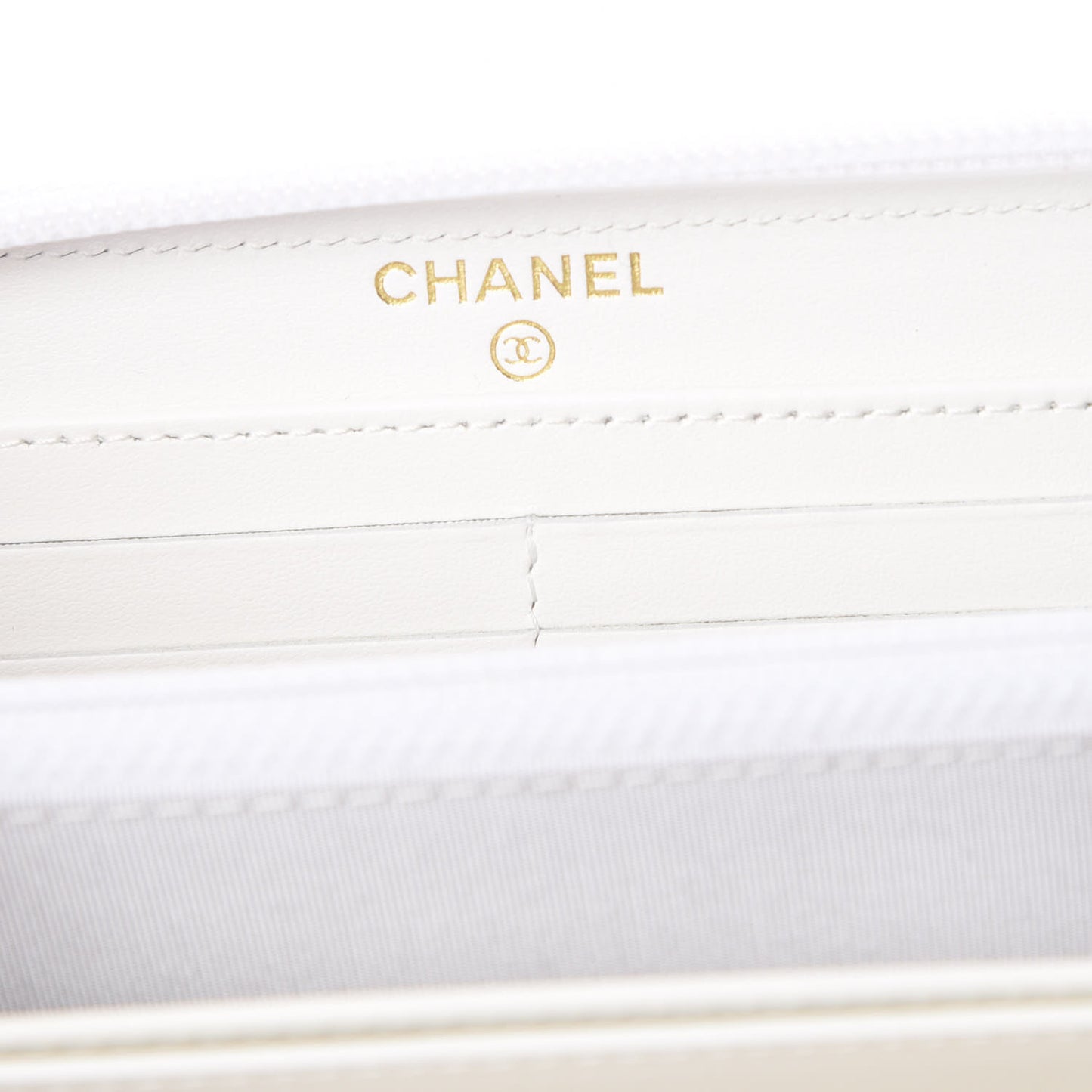 Caviar Large Zip Around Boy Wallet White