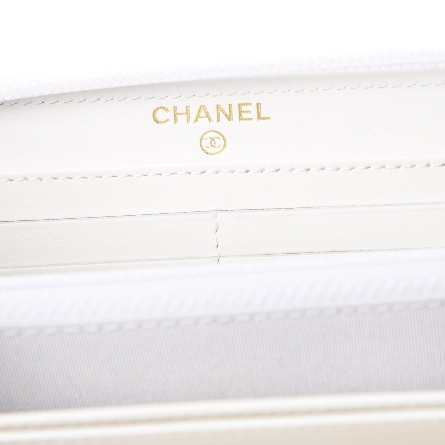 Chanel Caviar Large Zip Around Boy Wallet White 6 of 8