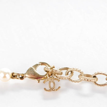 Chanel Baguette Crystal Pearl CC Long Necklace Gold 3 of 5