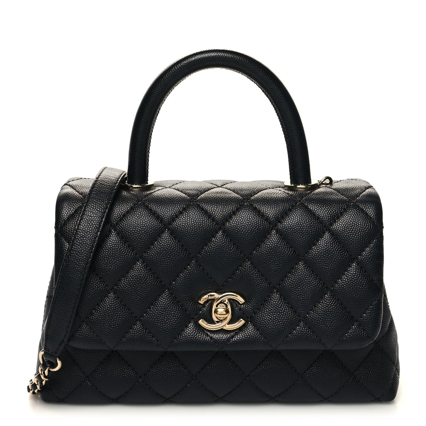 Caviar Quilted Mini Coco Handle Flap Black