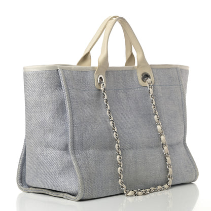 Chanel Canvas Medium Deauville Tote Light Blue 3 of 16