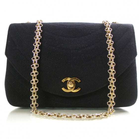 Chanel Jersey Ribbon Stitch Flap Navy 1 of 12