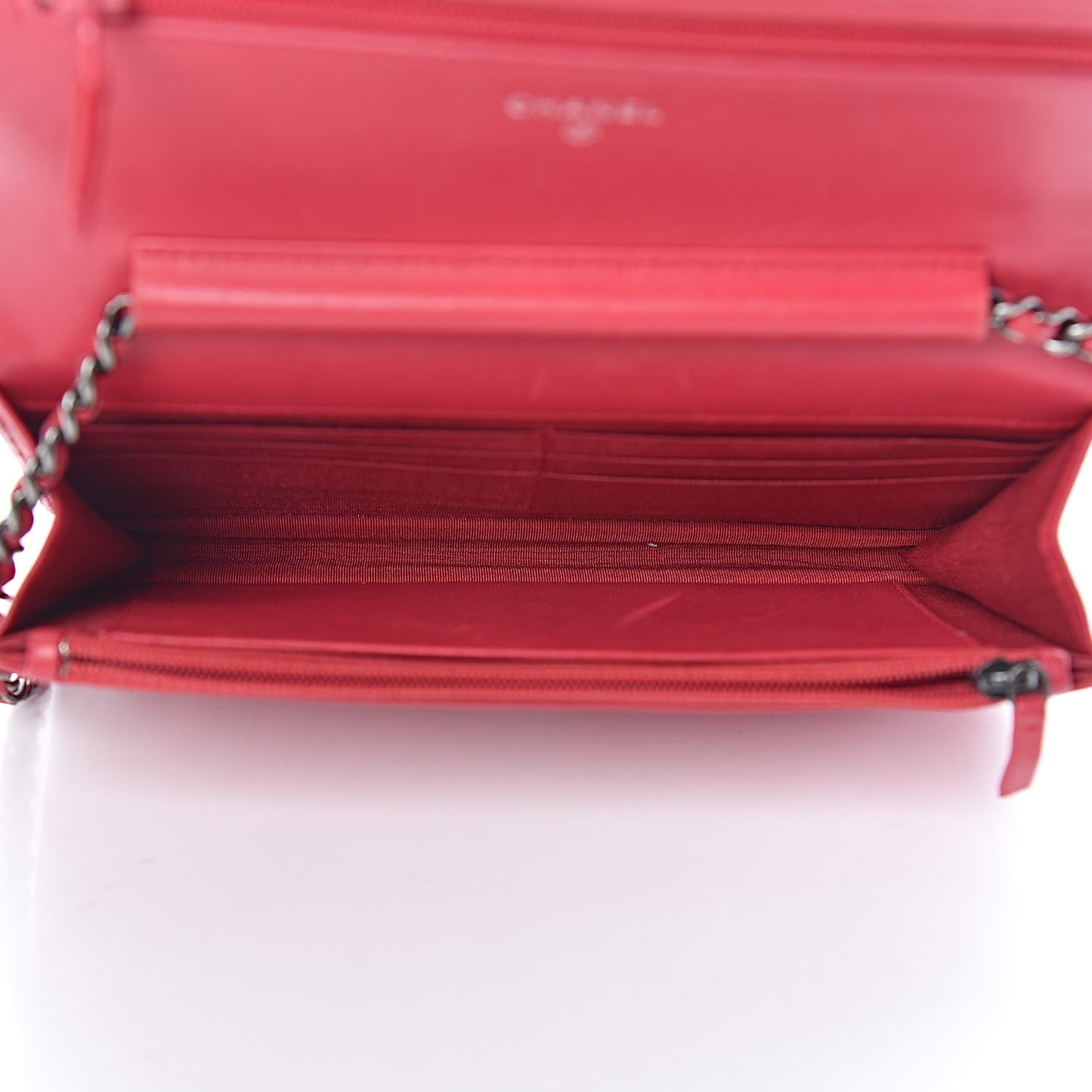 Calfskin Quilted Boy Wallet On Chain WOC Red
