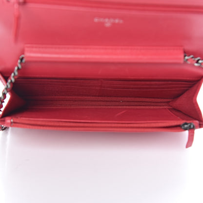Chanel Calfskin Quilted Boy Wallet On Chain WOC Red 5 of 22