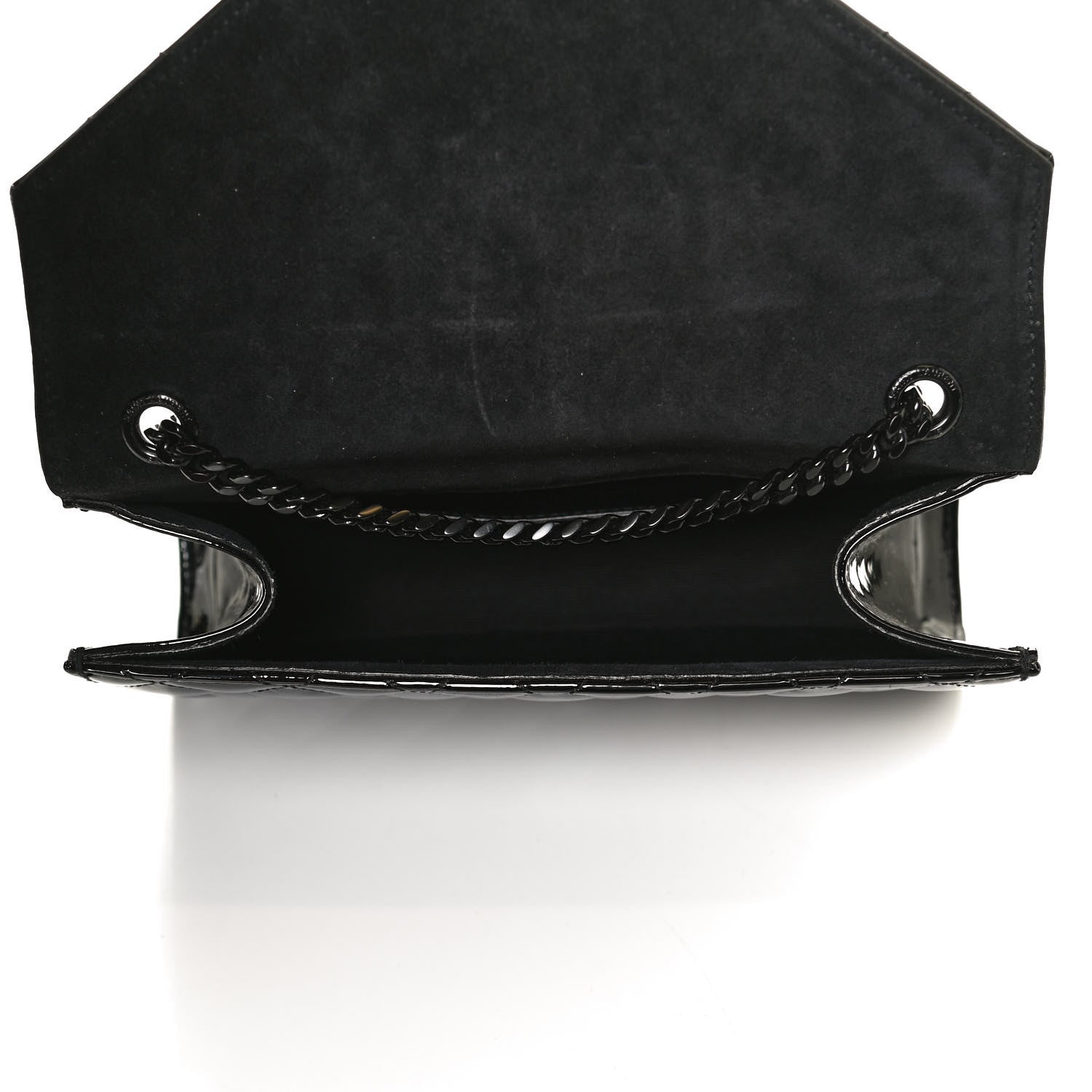 Saint Laurent Patent Mixed Matelasse Triquilt Small Monogram Satchel Black 5 of 11