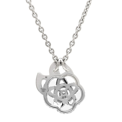 Chanel 18K White Gold Diamond Camelia Pendant Necklace 4 of 5